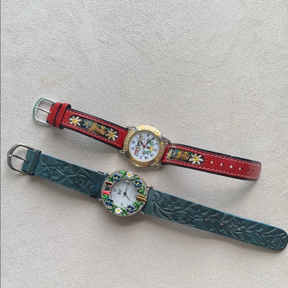 Women Koo Koo Swiss Quartz WR Analog 31mm Dial Floral Embroidered Watches Set